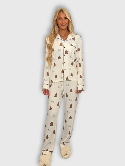 cute gingerbread pattern pyjama set