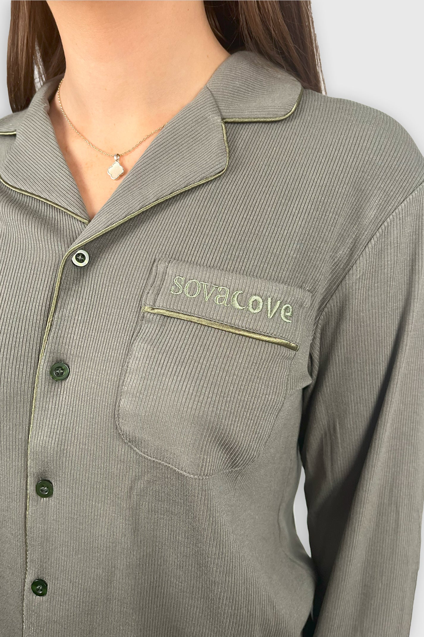 Long Stone Olive Pyjama Set